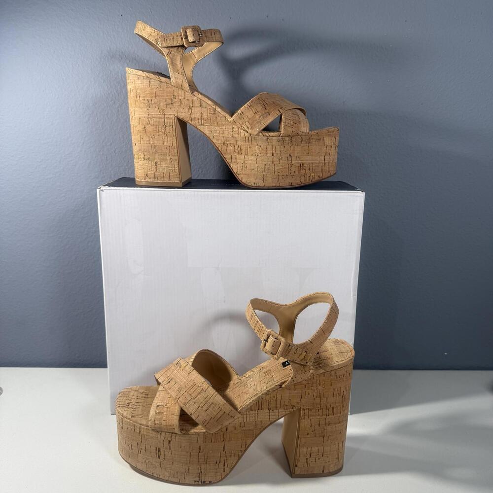 [NEW]‎ Nine West Women's Cork Platform Heeled Sandals - Picture 2 of 4
